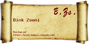 Bink Zseni névjegykártya